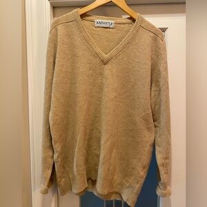 VTG Antartex Scotland Pure New Wool V-Neck Sweater Camel / Beige Medium